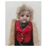 Antique German Bisque Dollhouse Sized Boy Jointed Doll Original Clothing - Late 19th Century