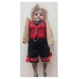Antique German Bisque Dollhouse Sized Boy Jointed Doll Original Clothing - Late 19th Century