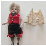 Antique German Bisque Dollhouse Sized Boy Jointed Doll Original Clothing - Late 19th Century