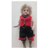 Antique German Bisque Dollhouse Sized Boy Jointed Doll Original Clothing - Late 19th Century