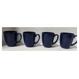 Dept. 56 Tartan Plaid Pitcher & Corelle Blue Mugs (4) & Green Ceramic Tray