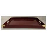 Vintage Japanese Lacquer Serving Tray with Gold Accents