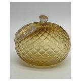 Amber Glass APPLE / Pumpkin with Diamond Pattern - Art Glass Sculpture