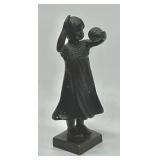 Ferdinand Preiss Bronze Sculpture "Girl w/ Ball Figure - 6 1/2 in Tall