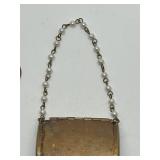 Miniature Brass Purse & Pearl Chain - 2 in wide x 4 in tall