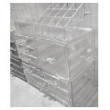 Clear Acrylic Makeup Storage Organizers - 2-Pack Stackable Cosmetic Drawer Organizer Set