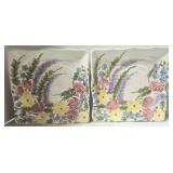 Tabletops Gallery Jardine Hand Painted Square Trays (Lot of 2)