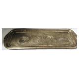 Vintage Indian Brass Etched Long Tray - Floral Border Design