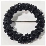 Black Bead Jewelry Set - 2 Necklaces & 1 Brooch