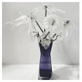 Crystal Frost Flower Arrangement - Purple Glass Vase
