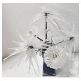 Crystal Frost Flower Arrangement - Purple Glass Vase