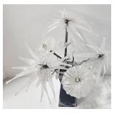 Crystal Frost Flower Arrangement - Purple Glass Vase