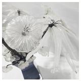 Crystal Frost Flower Arrangement - Purple Glass Vase
