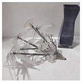 Crystal Frost Flower Arrangement - Purple Glass Vase