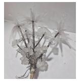 Crystal Frost Flower Arrangement - Purple Glass Vase