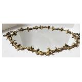 Vintage Hollywood Regency Gold Leaf Trim Mirrored Tray