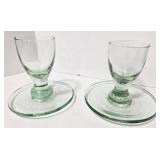 Towang Hand Painted Ceramics Plates (Set of 2) & Green Glass Egg Cups