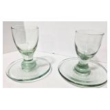 Towang Hand Painted Ceramics Plates (Set of 2) & Green Glass Egg Cups