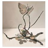 Metal Branch with Enamel Butterfly & Flowers - Copper Bookends with Bible Verses