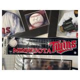 Minnesota Twins Memorabilia Lot Including Rod Carew signature Print & 1987 Championship Drive Banner
