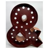Red Metal Ampersand & Marquee Sign With Circular Light Holes For Wall Decor