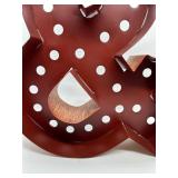 Red Metal Ampersand & Marquee Sign With Circular Light Holes For Wall Decor