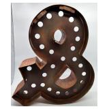 Red Metal Ampersand & Marquee Sign With Circular Light Holes For Wall Decor