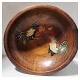 Vintage Munising Rooster Wooden Bowl & Butlers