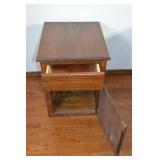 Nightstand - Oak Wood Finish - 2 Drawers & Lower Cabinet - 16 W x 14 D x 24 H