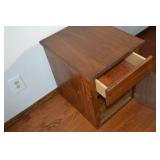 Nightstand - Oak Wood Finish - 2 Drawers & Lower Cabinet - 16 W x 14 D x 24 H
