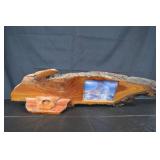 Live-Edge Hardwood Slab with Built-In Photo Frame & Display Stand