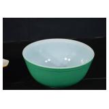 Ceramic Bowls Set of 2 - Peach/Orange with Pour Spout & Green with Light Blue Interior