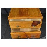 Pine 2-Drawer Nightstand Chest - Brass Knob Hardware, Approx 15x16x12 in