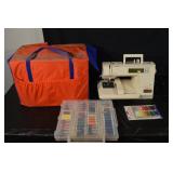 Bernette 500 Sewing Machine by Bernina with Carry Bag & 24-Spool Sewing Thread Set