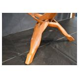 Carved Round Wooden Accent Table - Floral Border, 16 in Dia