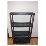 4-Tier Black Plastic Shelving Unit - Grid Shelves, Light-Duty Storage