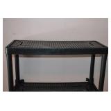 4-Tier Black Plastic Shelving Unit - Grid Shelves, Light-Duty Storage