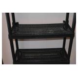 4-Tier Black Plastic Shelving Unit - Grid Shelves, Light-Duty Storage