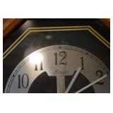 Royce Quartz Wall Clock - Octagonal Wood Frame, Silver Dial