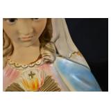 Sacred Heart Devotional Figurines Set - 3 Large Statues with Bases & Mary