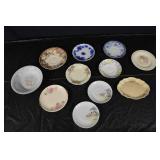 Assorted Floral China Plates & Bowls - Occupied Japan Marks, Cream & Blue Patterns