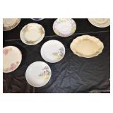 Assorted Floral China Plates & Bowls - Occupied Japan Marks, Cream & Blue Patterns