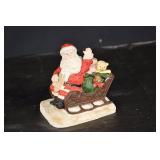 Holiday Figurines Trio - Santa Sleigh, Snowman with Scarf, Sledding Kids