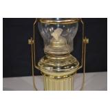 Antique Brass Oil Lamp with Glass Chimney - Kerosene Hurricane Lamp Decor