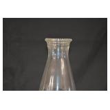 Antique Green Glass Oil Lamp with Clear Chimney & Brass Burner