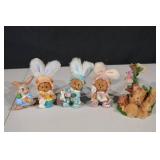 Easter Bunny Figurines Set - 5-Piece Decorative Display
