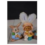Easter Bunny Figurines Set - 5-Piece Decorative Display