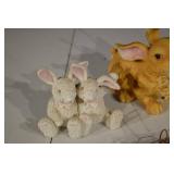 Easter Decor Bundle - Plush Bunnies, Wooden Rabbit, Pastel Eggs & SPRING Banner