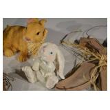 Easter Decor Bundle - Plush Bunnies, Wooden Rabbit, Pastel Eggs & SPRING Banner