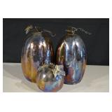 Iridescent Metal Pumpkin Sculpture Set - 3-Piece Decor